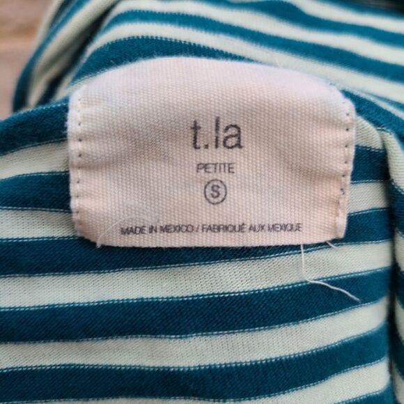 T.la striped -580 top hip tie long sleeve‎ green Small - Picture 6 of 7